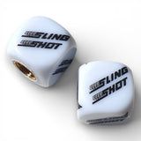 Sling Shot - Logo Dice Tire Valve Caps (Pair) - WHITE- old school bmx