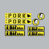 2hip - Pork Yellow on clear decal set - old school bmx - Bmx Products AU