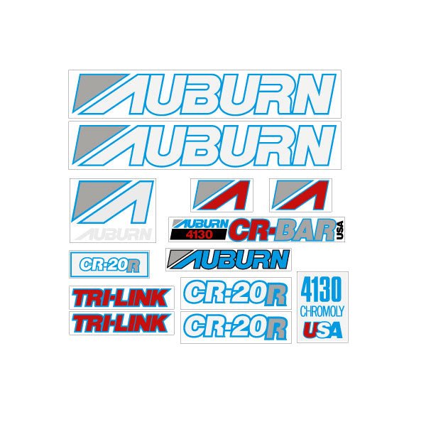 Auburn - 1988 CR - 20R blue on clear decal set - old school bmx - Bmx Products AU