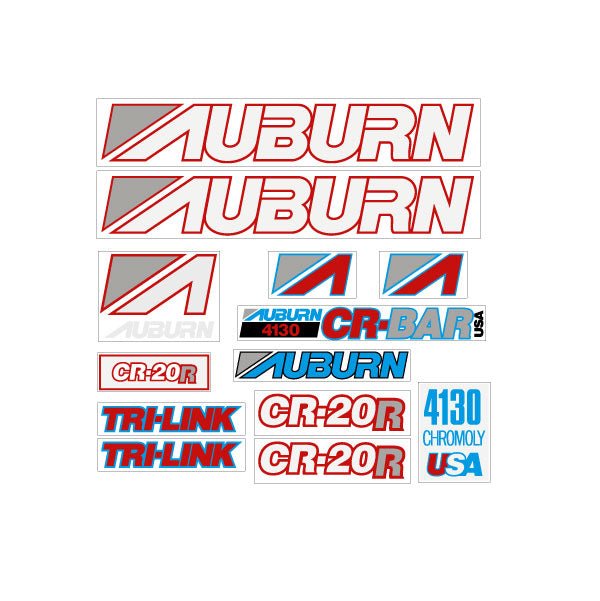 Auburn - 1988 CR - 20R red on clear decal set - old school bmx - Bmx Products AU