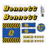 Bennett - BMX - 2000 YELLOW BLUE decal set - old school bmx - Bmx Products AU