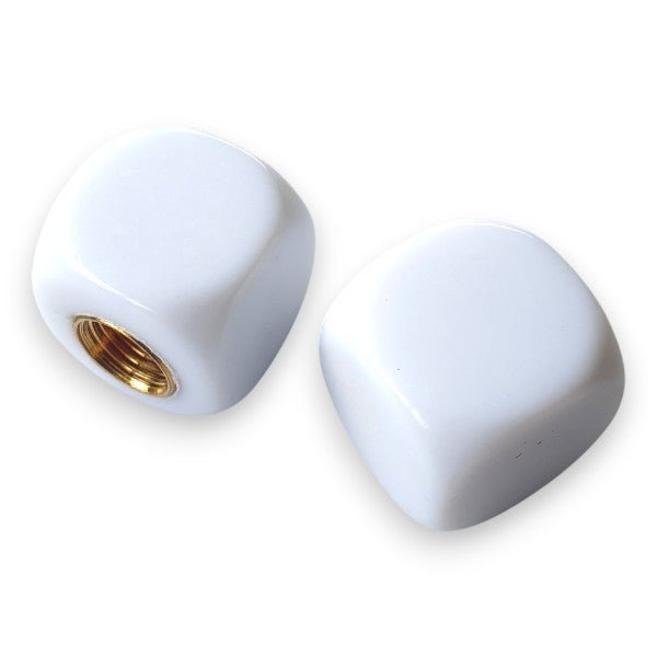 Blank - Dice Tire Valve Caps (Pair) - White - old school bmx - Bmx Products AU