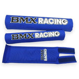 BMX RACING - CUSTOM BLUE with white and Black print Nylon pad set - old school bmx - Bmx Products AU
