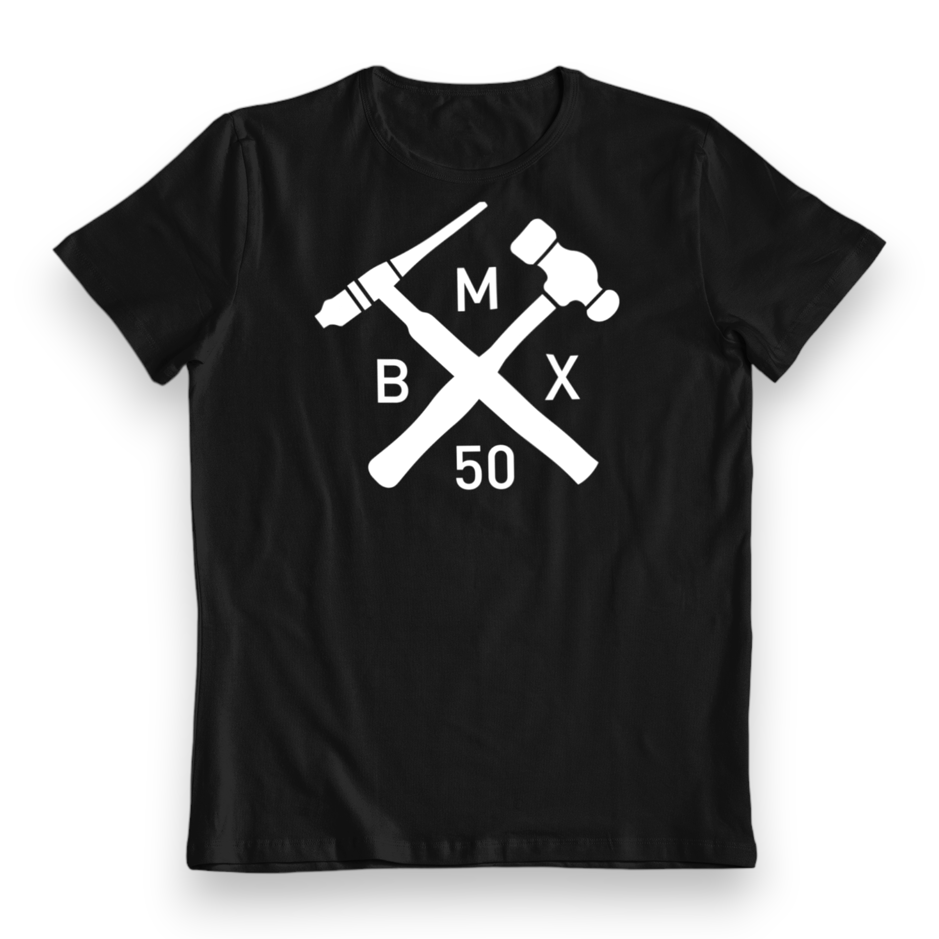 BMX50 - White TIG Cross - Black T-Shirt - Bmx Products AU