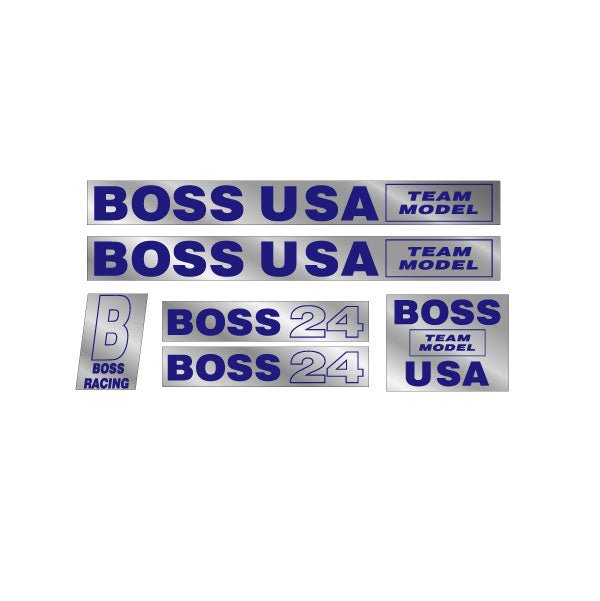BOSS - Racing USA 24" TEAM blue on chrome decal set - old school bmx - Bmx Products AU