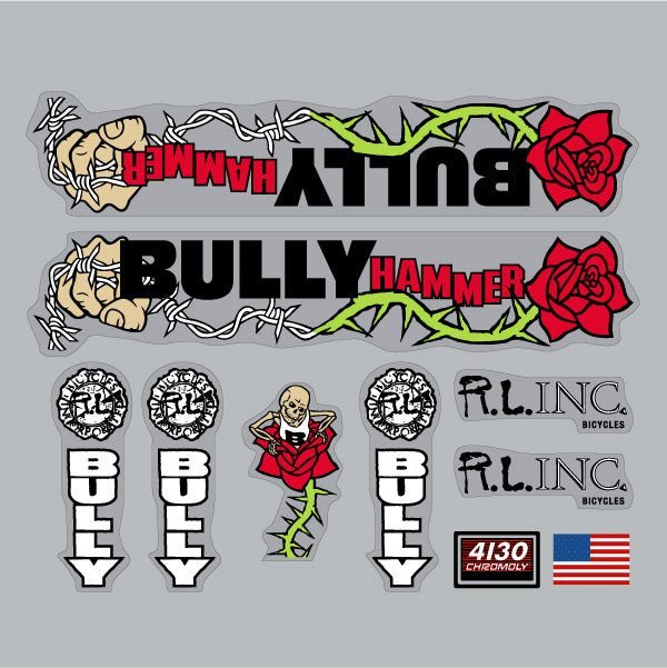 Bully - 2000 Hammer Red decal set - Old School BMX - Bmx Products AU