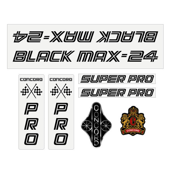 Concord - Black Max 24 - clear decal set - old school bmx - Bmx Products AU