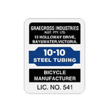 Crossrider - 1010 on white seat tube decal - Old school bmx - Bmx Products AU