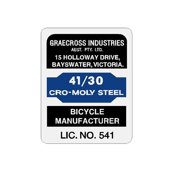 Crossrider - 4130 on white seat tube decal - Old school bmx - Bmx Products AU