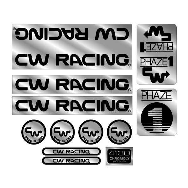 CW - Phase 1 - 84/85 Black on Chrome Decal set - old school bmx - Bmx Products AU
