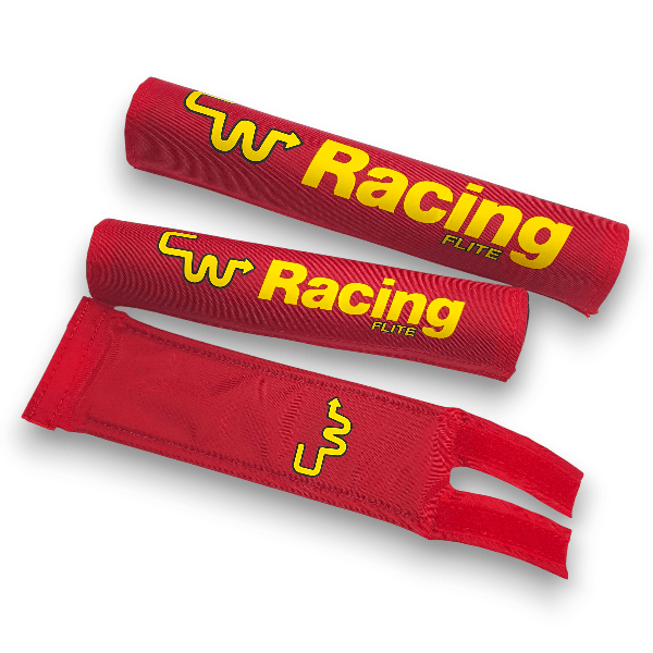 CW - Racing RED with Yellow & Black print Nylon pad set - old school bmx - Bmx Products AU