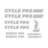 Cycle Pro - Bonzai Pro - Silver decal set - old school bmx - Bmx Products AU