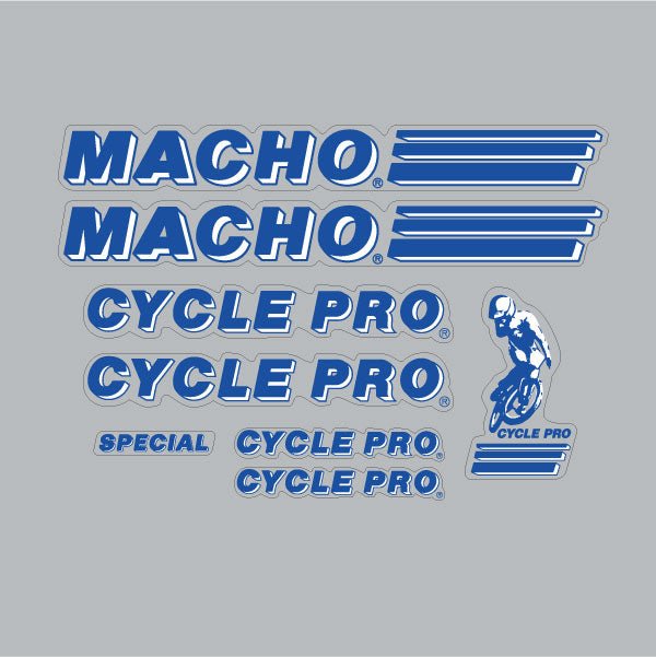 Cycle Pro - MACHO - Blue White decal set - Bmx Products AU