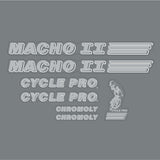 Cycle Pro - MACHO II - Silver decal set - old school bmx - Bmx Products AU