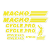 Cycle Pro - MACHO SPECIAL - Yellow decal set - old school bmx - Bmx Products AU