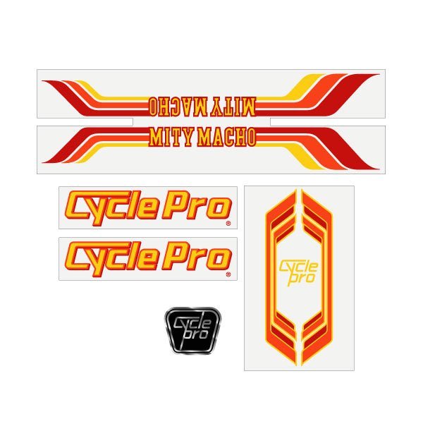 Cycle Pro - Mity Macho 16 - Red Orange decal set - old school bmx - Bmx Products AU
