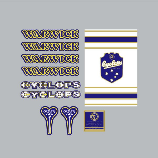 Cyclops - Warwick - decal set - old school bmx - Bmx Products AU