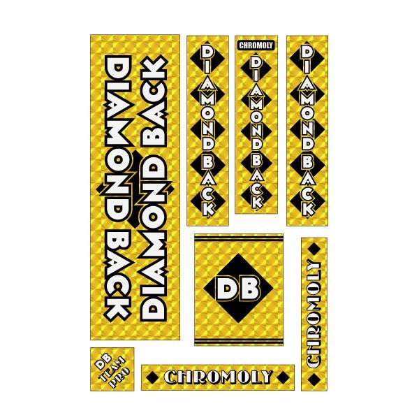 Diamond Back - 1981 - 82 Medium Pro Gold DB decal set - Old school bmx - Bmx Products AU