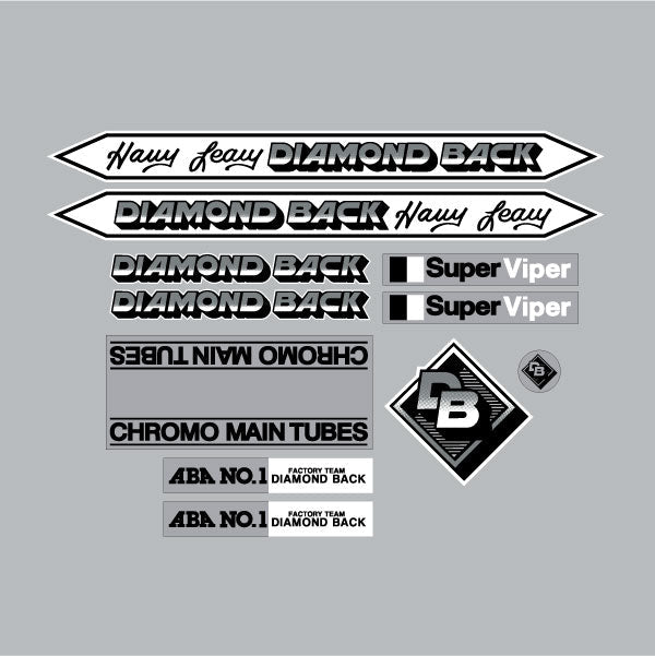 Diamond Back - 1984 Super Viper "Leary Sig" - for grey frame decal set - Old school bmx - Bmx Products AU