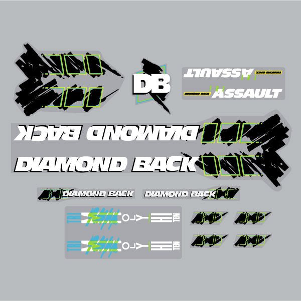 Diamond Back - 1989 The ASSULT decal set - for black frame - Old school bmx - Bmx Products AU