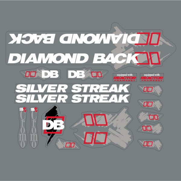 Diamond Back - 1990 Silver Streak decal set for Black frame - Old school bmx - Bmx Products AU