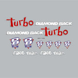 Diamond Back - 1993 Turbo decal set in Red - Old school bmx - Bmx Products AU
