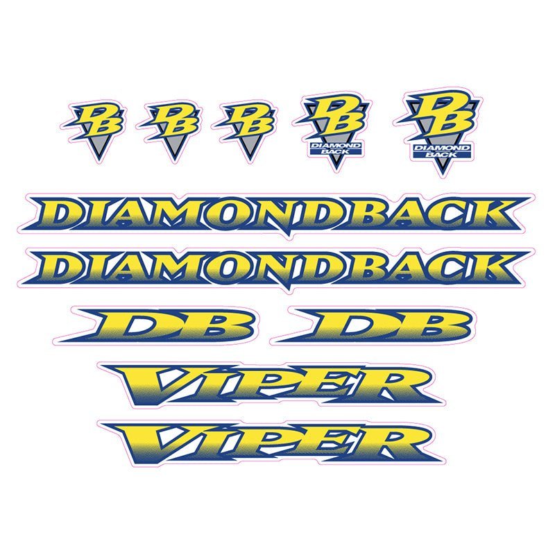 Diamond Back - 1995 Viper FW - Yellow Chrome frame decal set - Old school bmx - Bmx Products AU