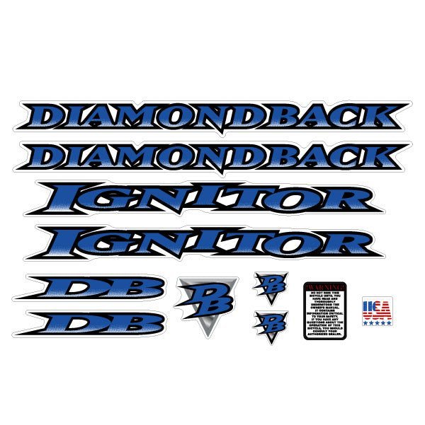 Diamond Back - 1996 Ignitor for chrome frame decal set - Old school bmx - Bmx Products AU