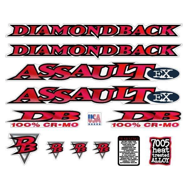 Diamond Back - 1997 Assult EX for white frame decal set - Old school bmx - Bmx Products AU