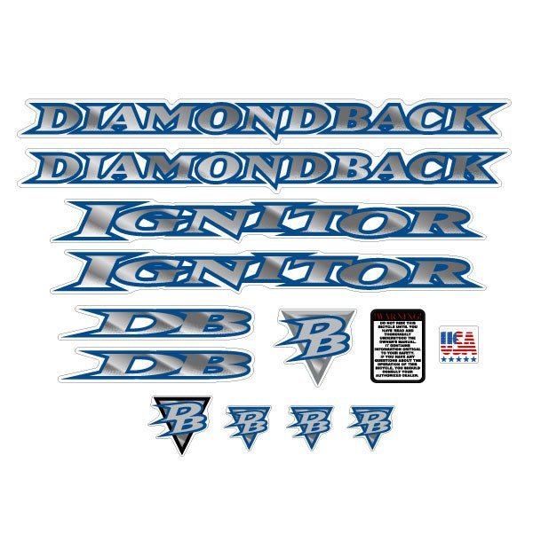 Diamond Back - 1997 Ignitor for Yellow frame decal set - Old school bmx - Bmx Products AU