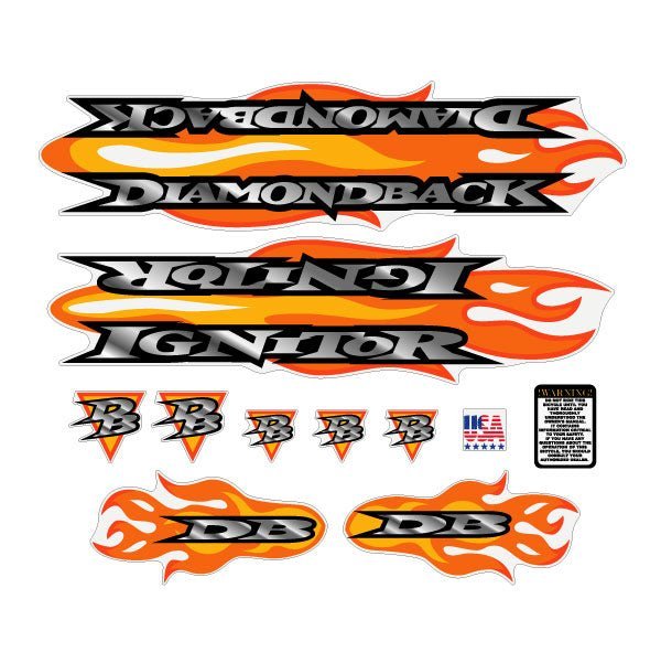 Diamond Back - 1998 Ignitor Orange Yellow decal set - Old school bmx - Bmx Products AU