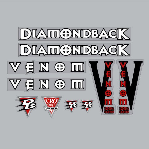 Diamond Back - 1998 Venom for Black frame decal set - Old school bmx - Bmx Products AU
