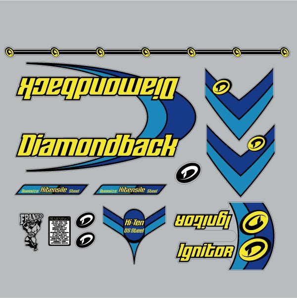Diamond Back - 1999 Ignitor for chrome frame decal set - Old school bmx - Bmx Products AU