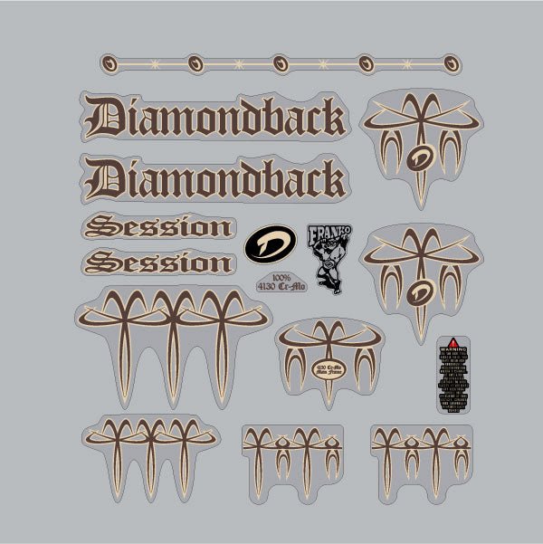 Diamond Back - 2000 Session for green frame decal set - Old school bmx - Bmx Products AU