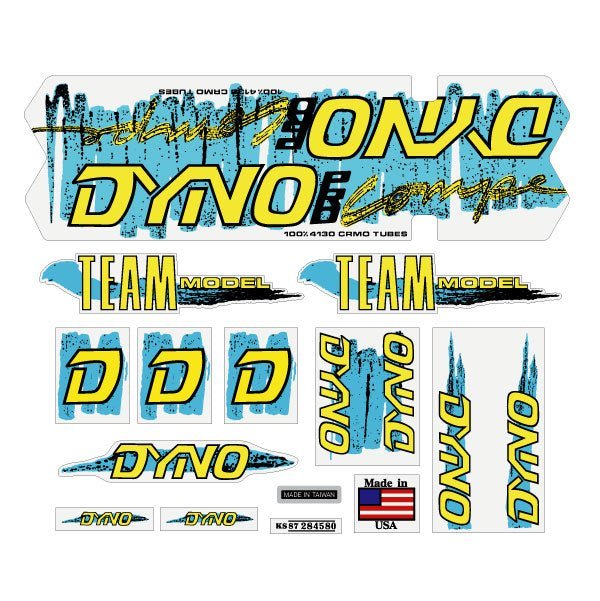 DYNO - 1987 PRO COMPE - TEAM on clear decal set - old school bmx - Bmx Products AU