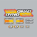 DYNO - 1988 DETOUR - CLEAR DETOUR WORD - Orange yellow on chrome decal set - old school bmx - Bmx Products AU