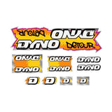 DYNO - 1988 DETOUR - Orange yellow on chrome decal set - old school bmx - Bmx Products AU