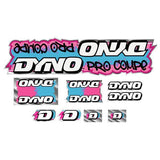 DYNO - 1988 PRO COMPE - Pink Blue on chrome decal set - old school bmx - Bmx Products AU