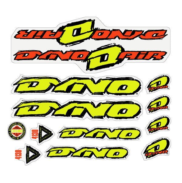 DYNO - 1993 AIR decal set with fluro text for chrome frame - old school bmx - Bmx Products AU