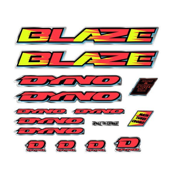 DYNO - 1993 BLAZE decal set orange - old school bmx - Bmx Products AU