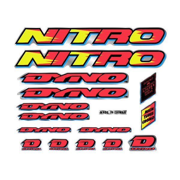 DYNO - 1993 NITRO decal set for chrome frame - old school bmx - Bmx Products AU