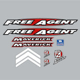 Free Agent - 96 Maverick - Red & Black on clear decal set - old school bmx - Bmx Products AU