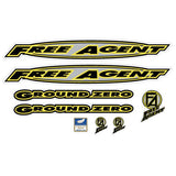Free Agent - 98 Ground Zero - Yellow Black & Silver decal set for blue frame - old school bmx - Bmx Products AU