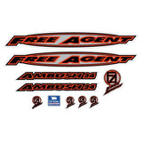 Free Agent - AMBUSH - 96 - 97 Black and Orange on clear decal set - old school bmx - Bmx Products AU