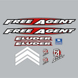 Free Agent - ELUDER - 96 - 97 Black and Red on clear decal set - old school bmx - Bmx Products AU