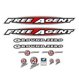 Free Agent - GROUND ZERO - 1996 decal set for black frame - old school bmx - Bmx Products AU