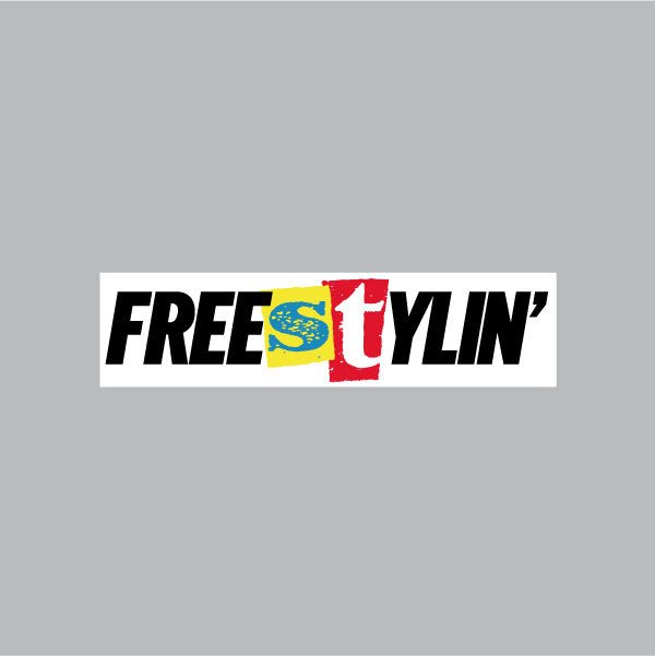FREESTYLIN' - White Plate decal on white WITH blue S - old school bmx - Bmx Products AU