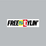 FREESTYLIN' - White Plate decal on white WITH blue S - old school bmx - Bmx Products AU