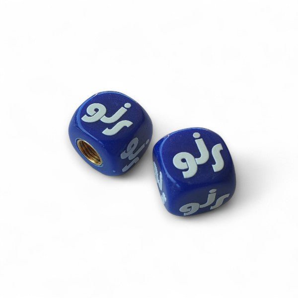 GJS - Logo Dice Tire Valve Caps (Pair) - Dark BLUE - old school bmx - Bmx Products AU