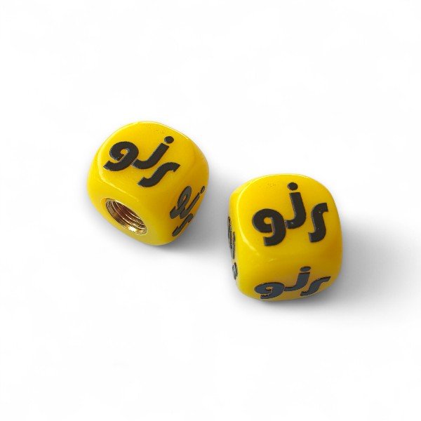 GJS - Logo Dice Tire Valve Caps (Pair) - YELLOW - old school bmx - Bmx Products AU